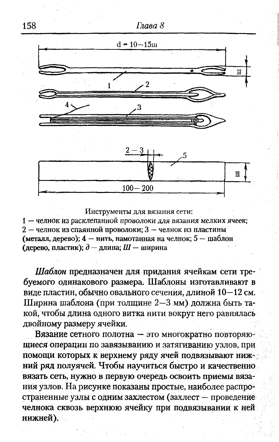 Чертеж челнока для вязания сетей